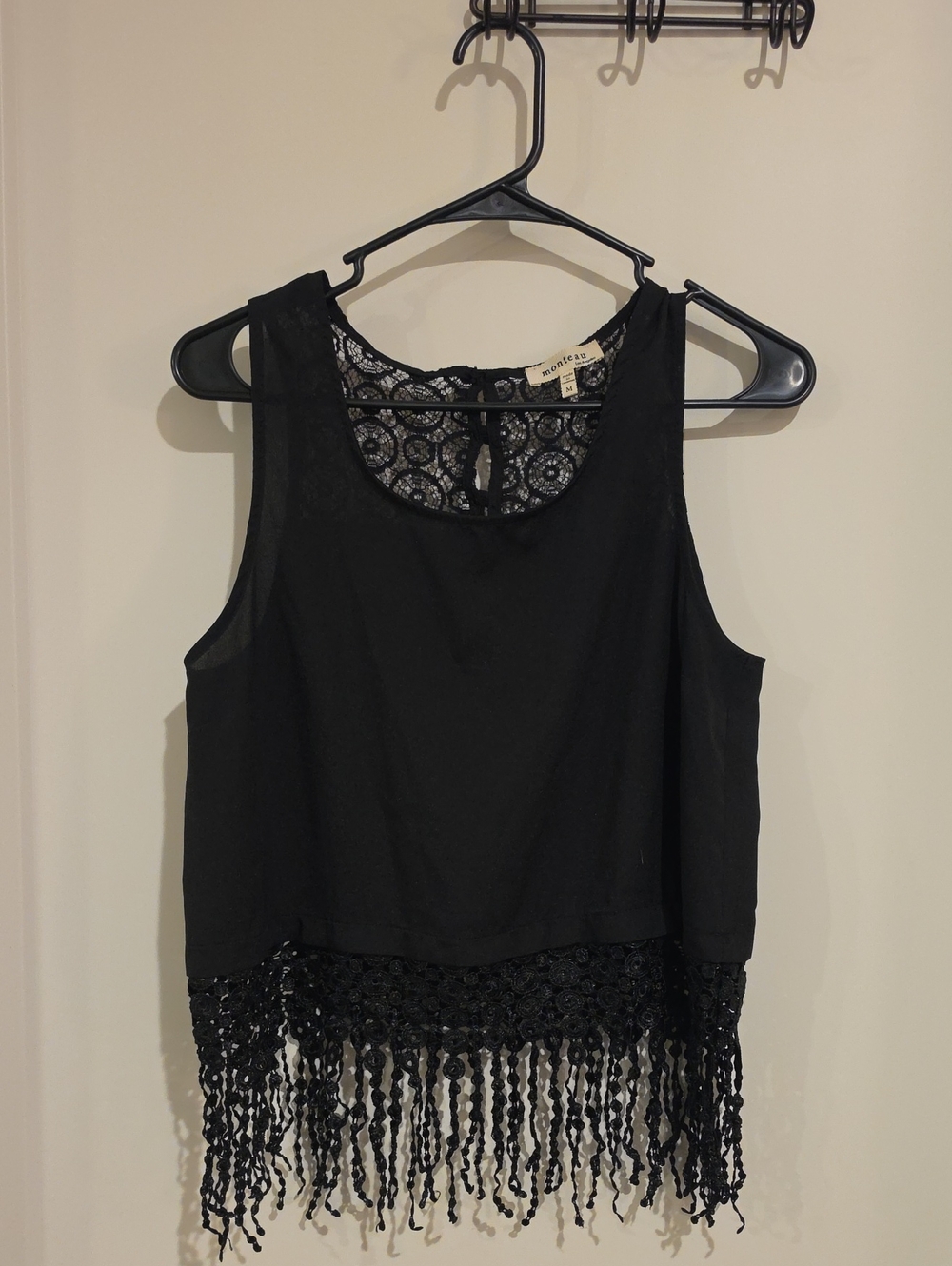 Monteau Black Lace Fringe Camisole